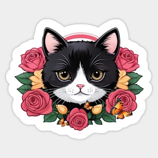 A Black Cat illustration Sticker